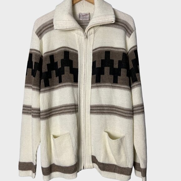 Vintage Other - Vintage Neutral Retro Knit Sweater Grandpa Cardigan Size Medium